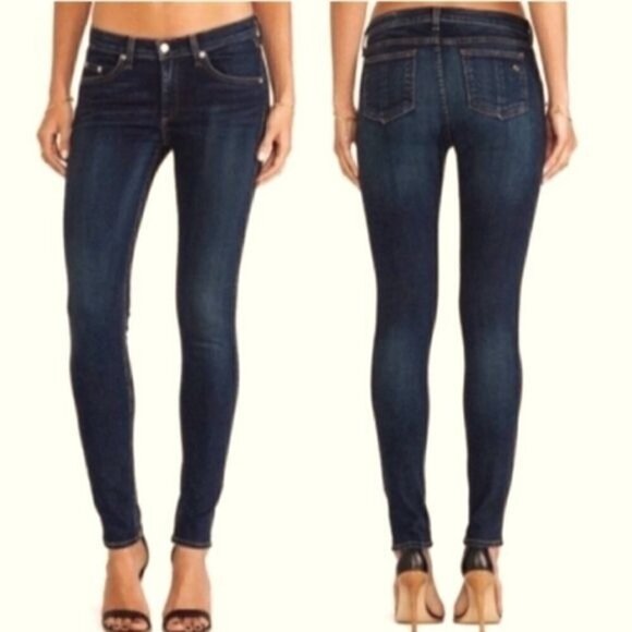 Rag & Bone Legging Skinny Stretchy Jeans Midnight Wash Size 26 Dark Blue - Picture 1 of 8